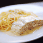 Salmon with creamy garlic sauce