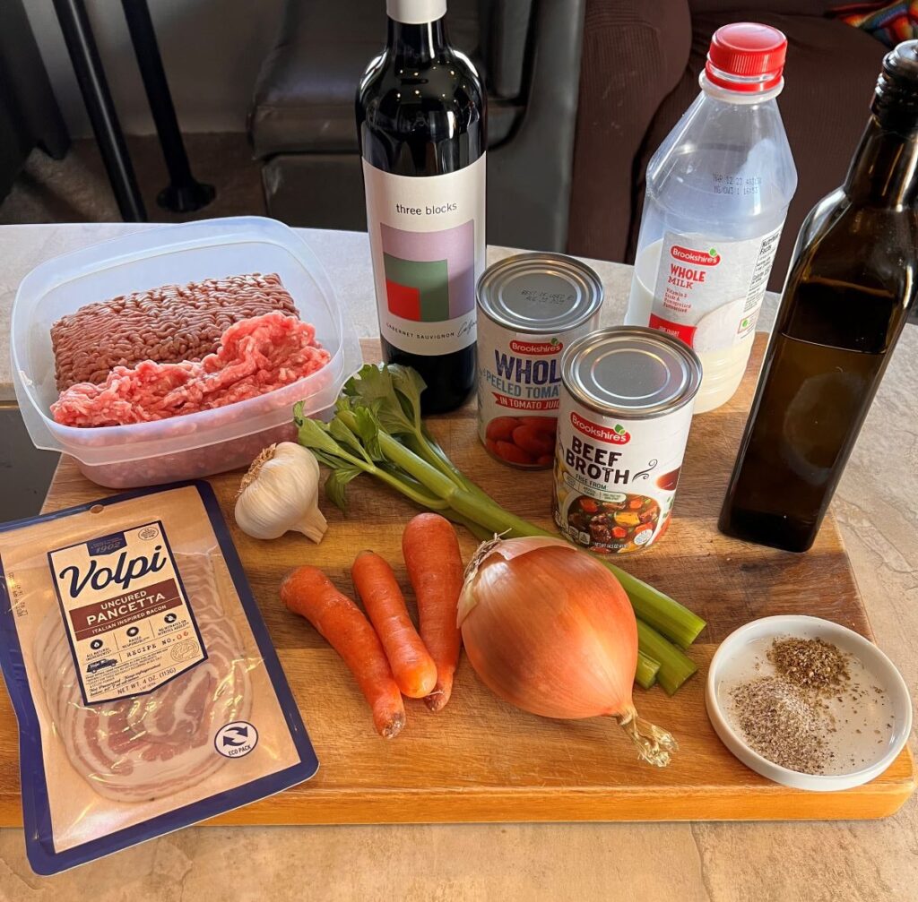 Ingredients for Crockpot Bolognese