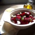 Roasted beets with goat cheese and chives