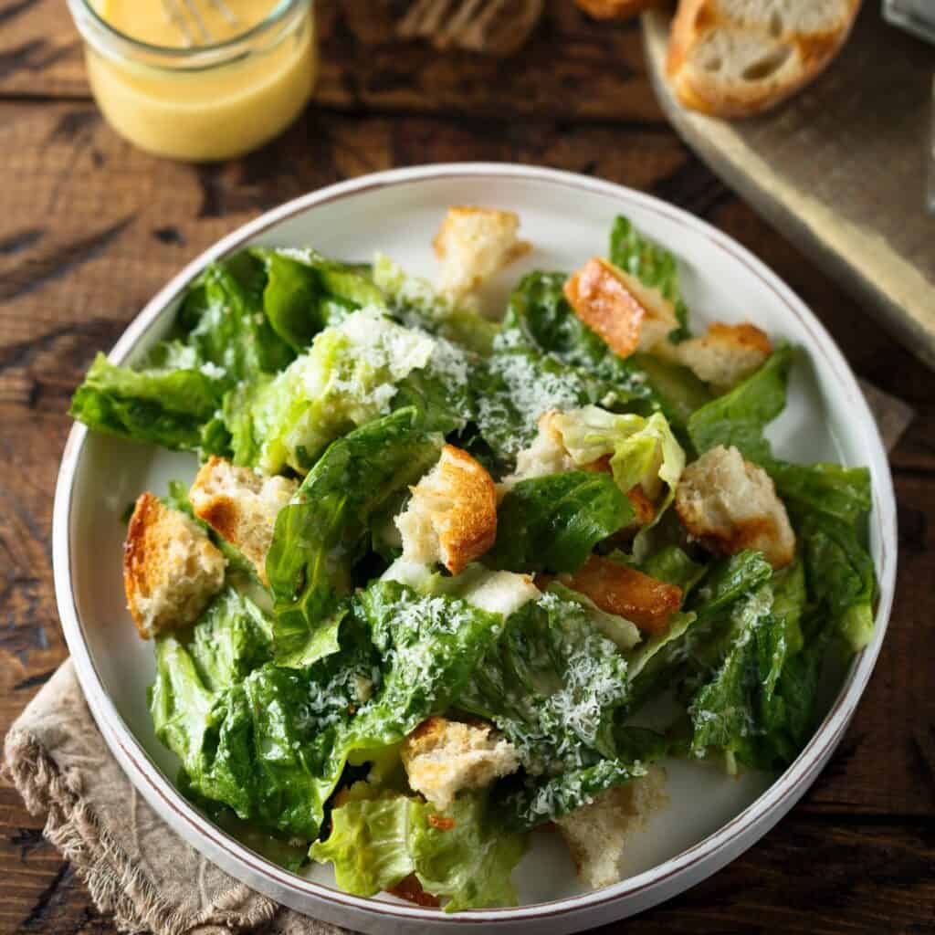 Caesar Salad in a white bowl