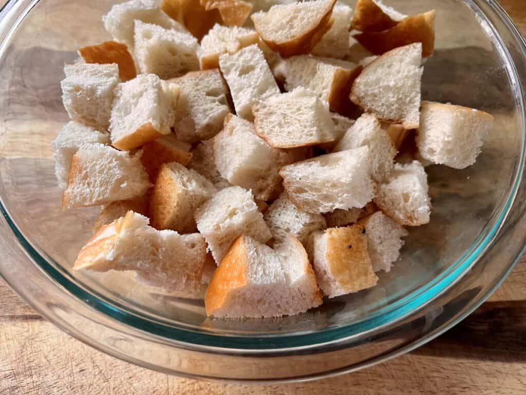 Bread cubes in a bowl