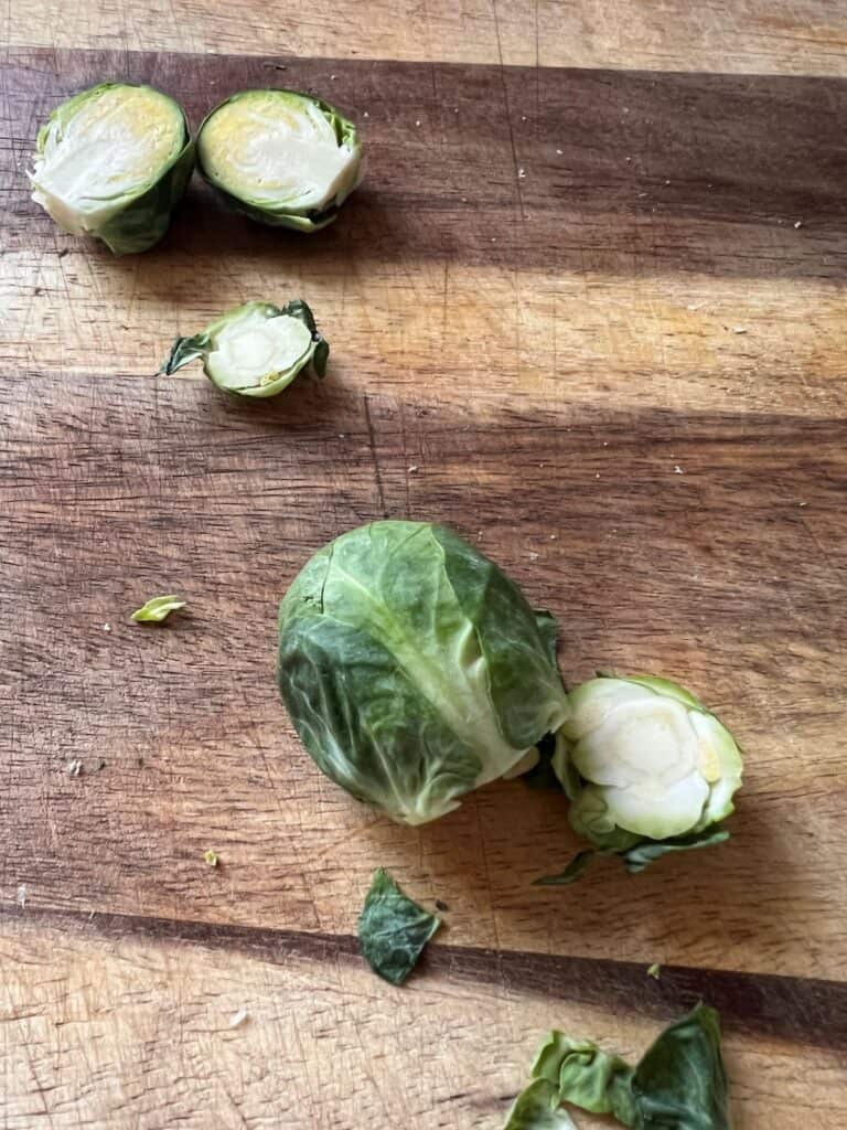 image showing how to cut a brussels sprout