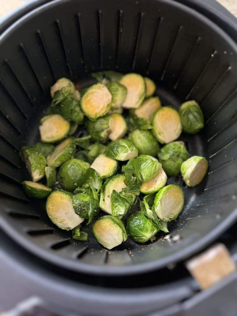 Brussels sprout halves in the air fryer