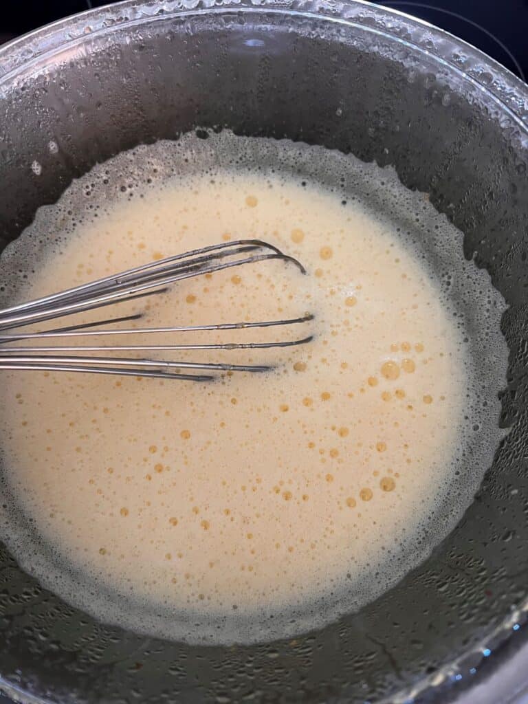 Start whisking the mixture. Light and foamy