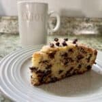 Slice of finished Italian Ricotta Cake Recipe | With Chocolate Chips