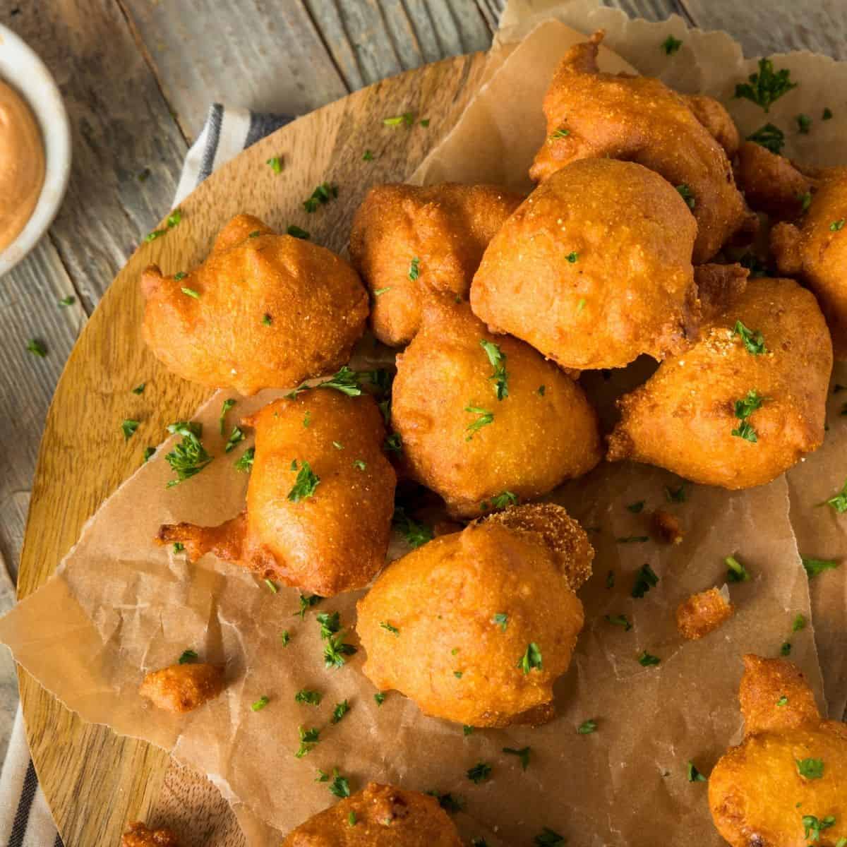 Hushpuppies on brwn butcher paper