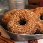 Apple cider donuts on a sliver platter
