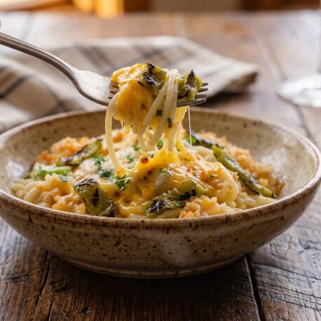 Chicken spaghetti twirrled on a fork