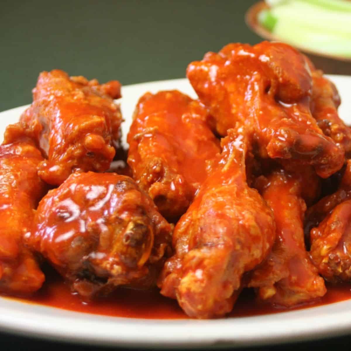 Buffalo wings on a white plate