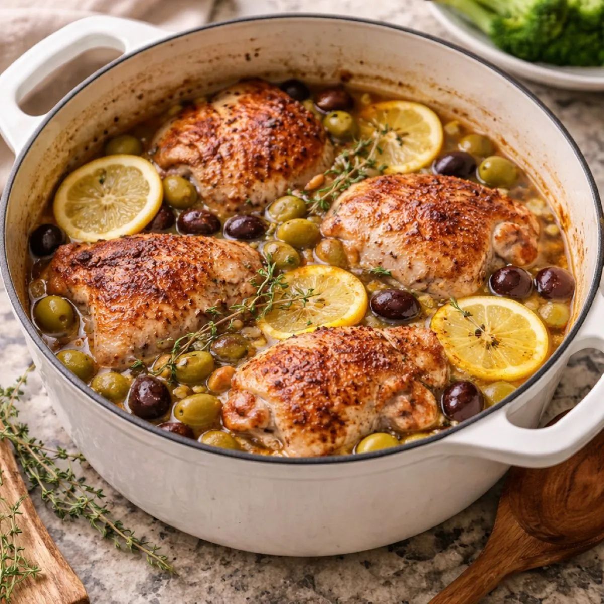 Lemon olive chicken - a Two at the Table dinner