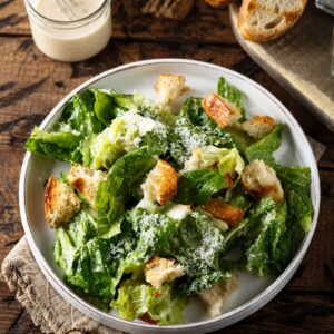 Caesar Salad in a white bowl