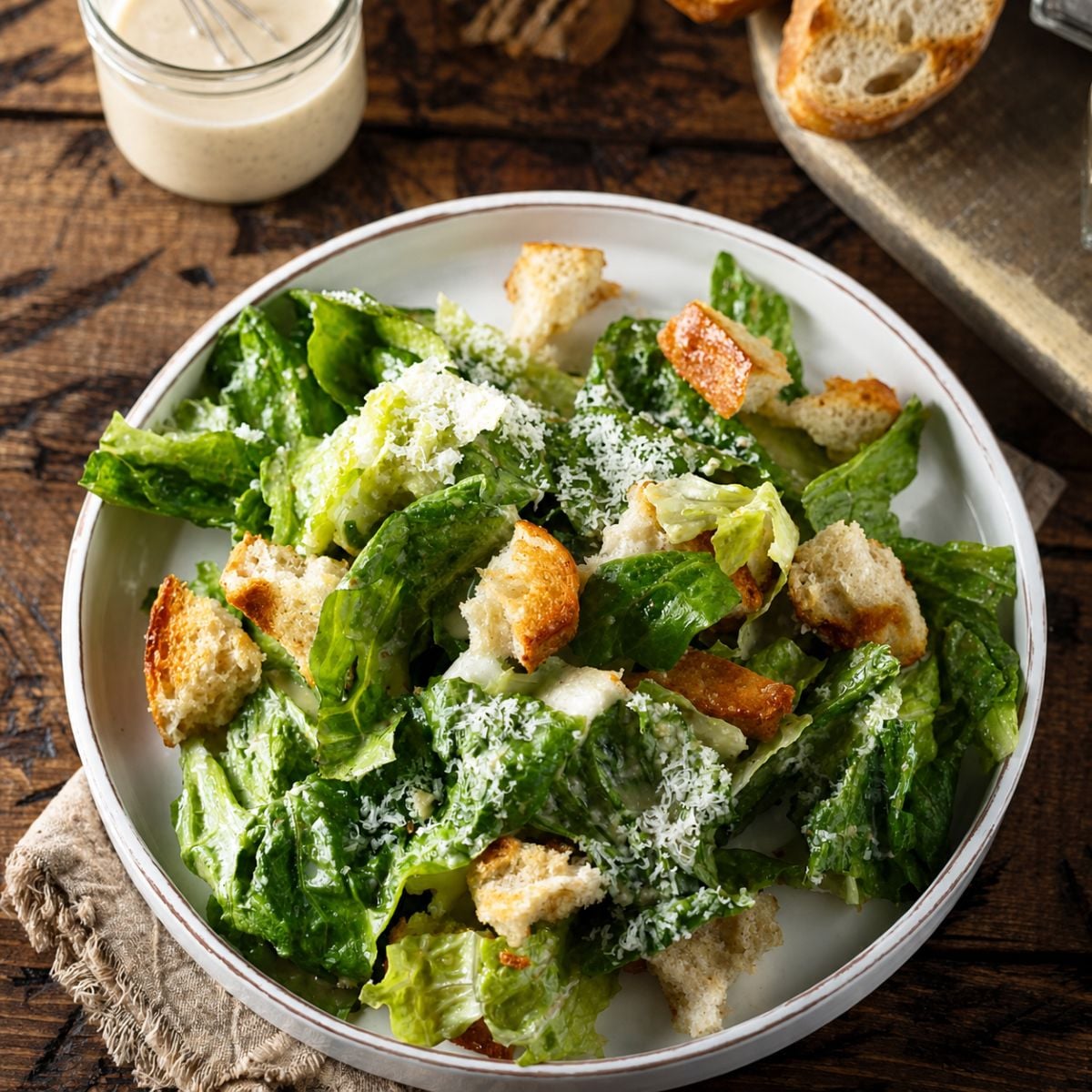 Caesar Salad in a white bowl